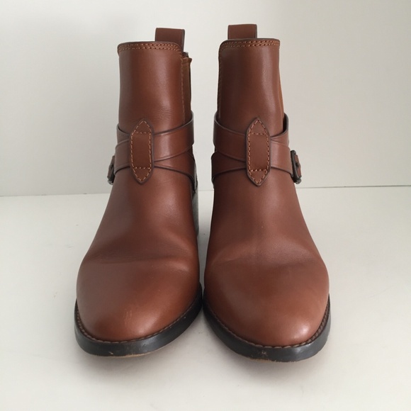 Coach Women's Buckle Chelsea Ankle Boots FG1002 Leather Dark Saddle Brown 7.5B - Picture 6 of 16